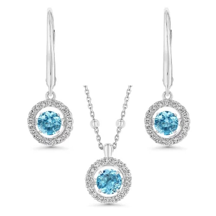 925 Sterling Silver Lab Created Gemstone and White Sapphire Dancing Set