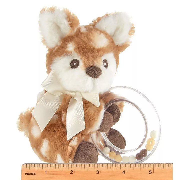 Bearington Baby Lil' Willow Plush Fawn Shaker Toy Ring Rattle, 5 Inches