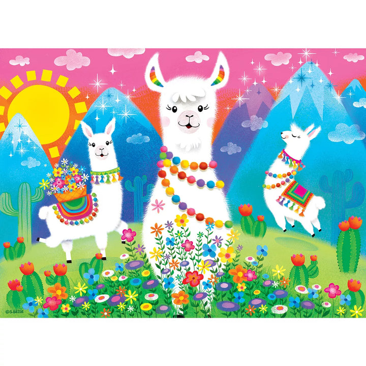 Masterpieces 24 Piece Jigsaw Puzzle for Kids - Llama Love - 19"X14".