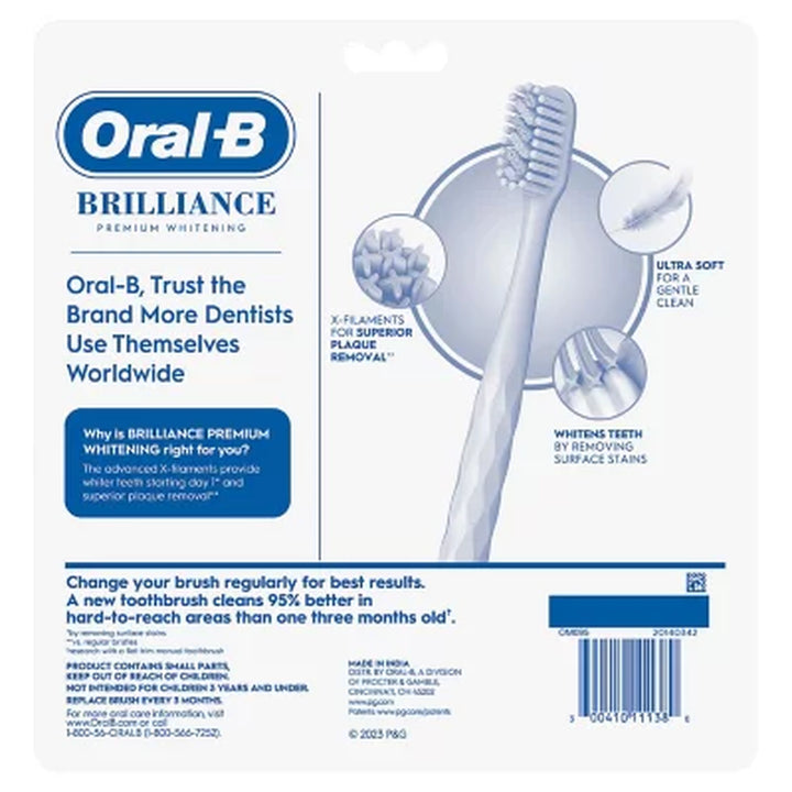 Oral-B Brilliance Whitening Toothbrush with X Filaments, Extra Soft, 5 Ct.