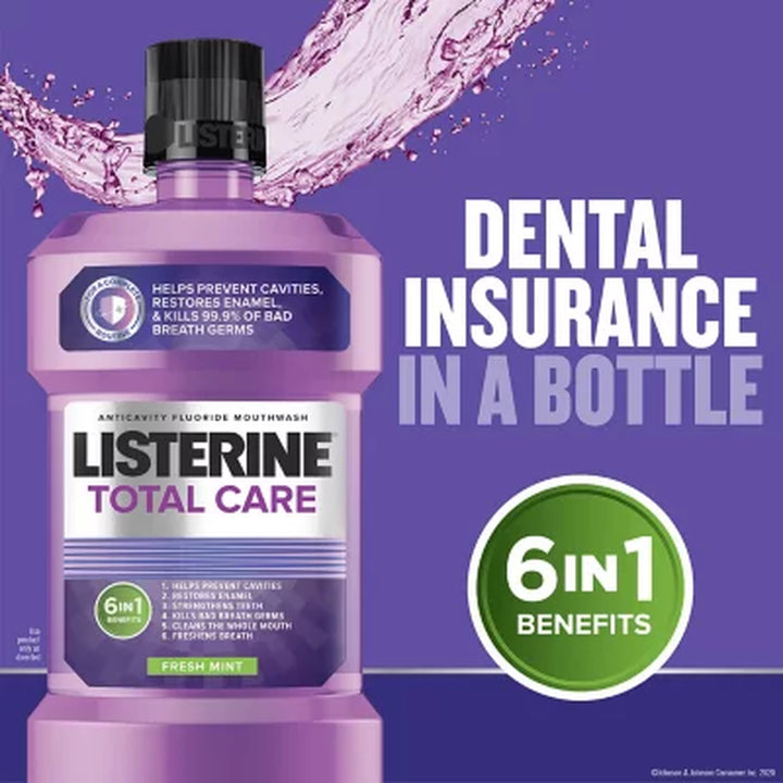 Listerine Total Care Mouthwash, Fresh Mint, 33.8 Fl. Oz., 3 Pk.