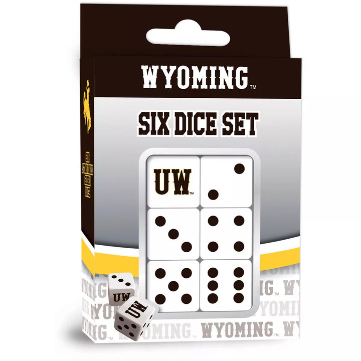 Masterpieces Officially Licensed NCAA Wyoming Cowboys - 6 Piece D6 Gaming Dice Set Ages 6 and Up