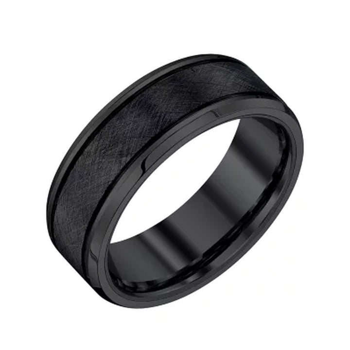 Men'S 8Mm Men'S Black Tungsten Textured Band