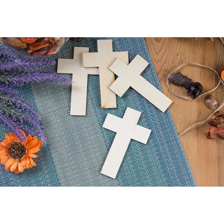 Juvale 25 Pack Unfinished Wood Cross Cutouts for Easter Christmas DIY Wooden Crafts & Decoration, 2.7X4.2 In