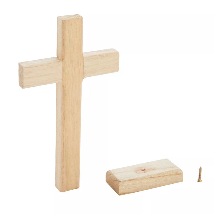 Juvale 3 Pack Unfinished Wood Cross Crucifix Religious Home Decor Gifts, Standing Table Cross Decorations,