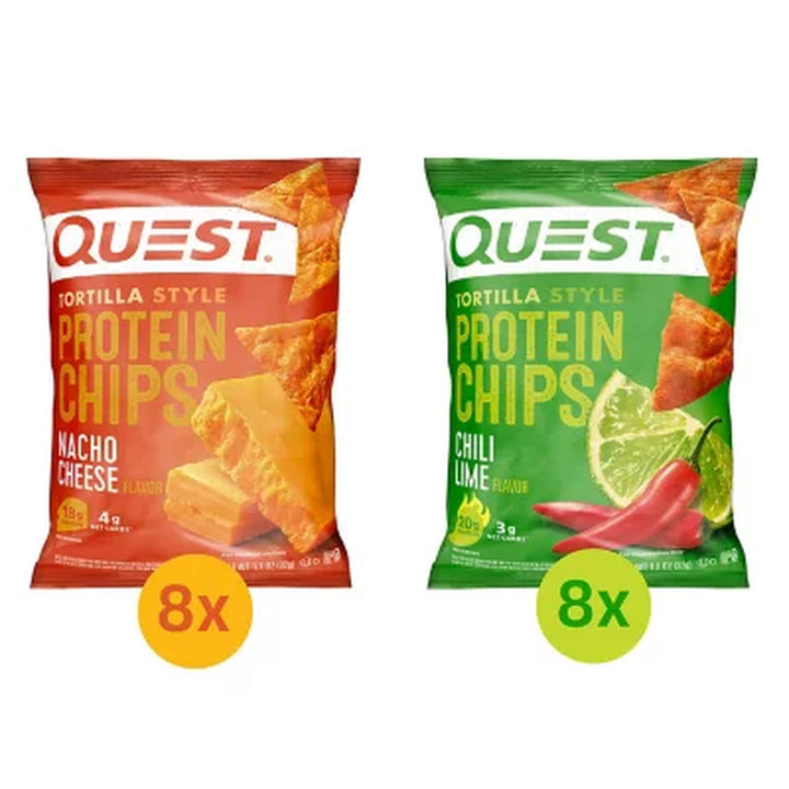 Quest Tortilla Chips Variety Pack, Nacho Cheese and Chili Lime 14 Ct.