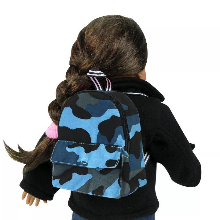 Sophia’S Camouflage Nylon Backpack for 18" Dolls, Blue