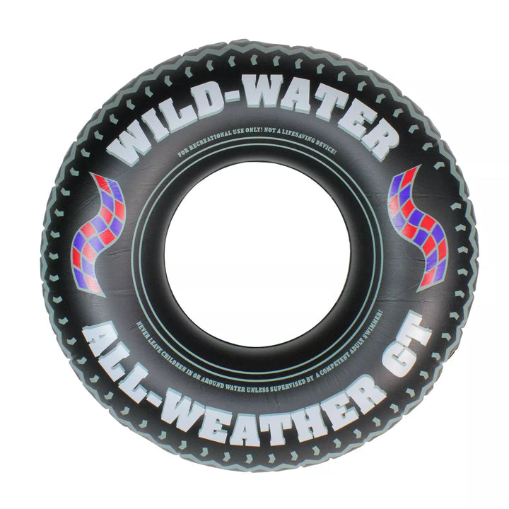 Swim Central Inflatable Wild Water Monster Tire Inner Tube - 36" - Black and White