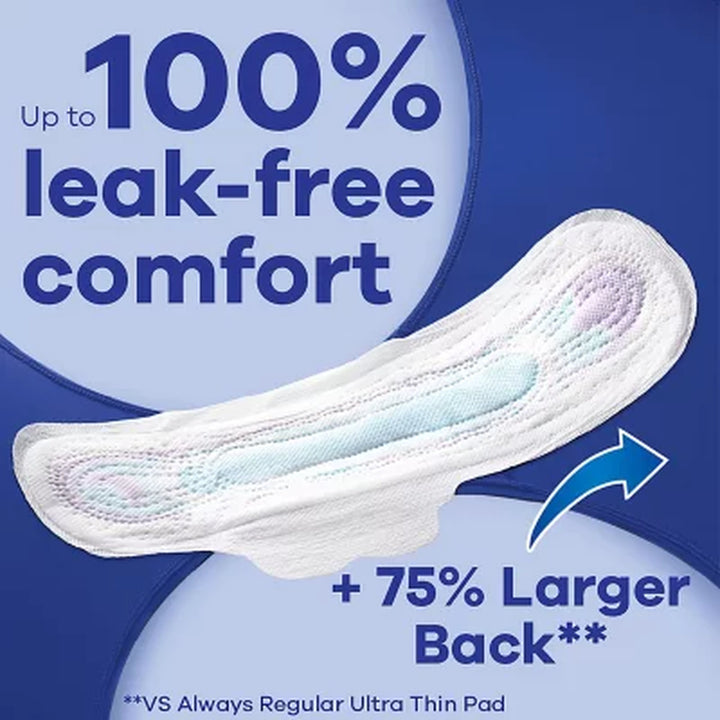 Always Ultra Thin, Size 5, Extra Heavy Overnight Pads with Wings, Unscented, 72 Ct.