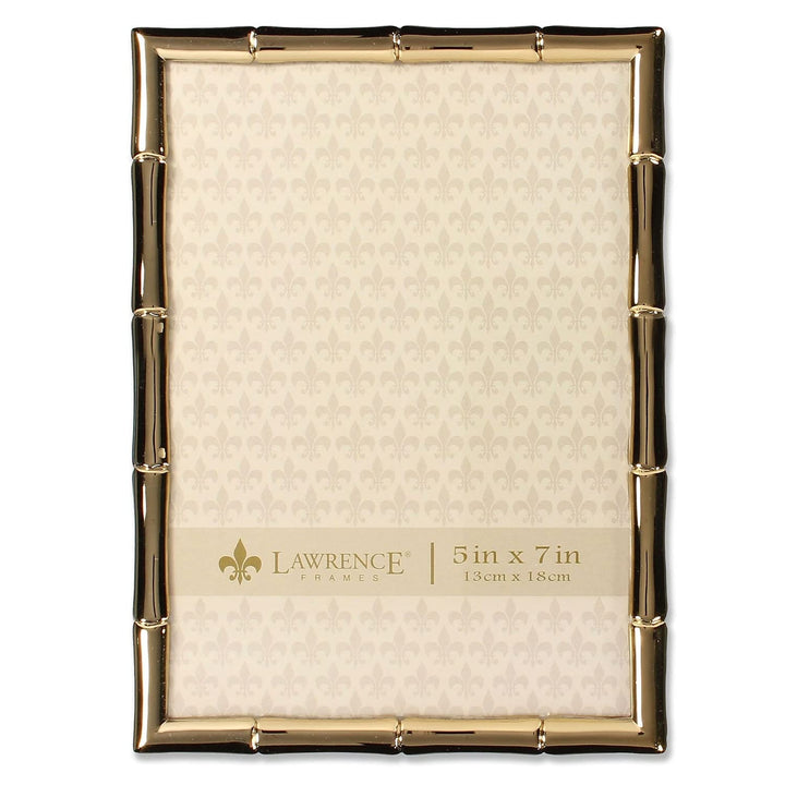 Lawrence Frames 8x10 Black Polished Metal Picture Frame with Bamboo Design, or 5x7 with Included Mat Black Smoke 8x10 (5x7 Mat)