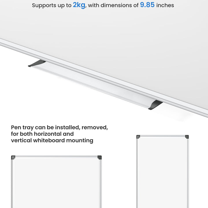 VUSIGN Magnetic White Board Kit for Wall 36" x 24", 1 Dry Eraser & 2 Multicolor Markers & 4 Magnetic Pins, Sliver Reinforced Aluminum Frame for Home, School, Office Silver 36" x 24"