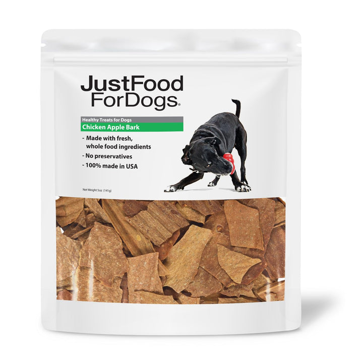 JustFoodForDogs Healthy Dog Treats, Limited-Ingredient, Chicken Apple Bark, Made in The USA, 5 oz 5 Ounce (Pack of 1)