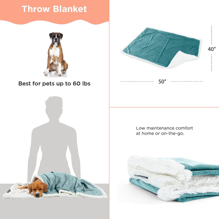 Best Friends by Sheri Premium Self-Warming Ilan Microfiber Faux Fur Pet Throw Blanket 40x50 in Tide Pool