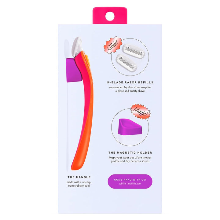 Billie Razors for Women Shave Kit  Womens Razor + 2 x 5-Blade Razor Refills + Magnetic Holder  Sunburst