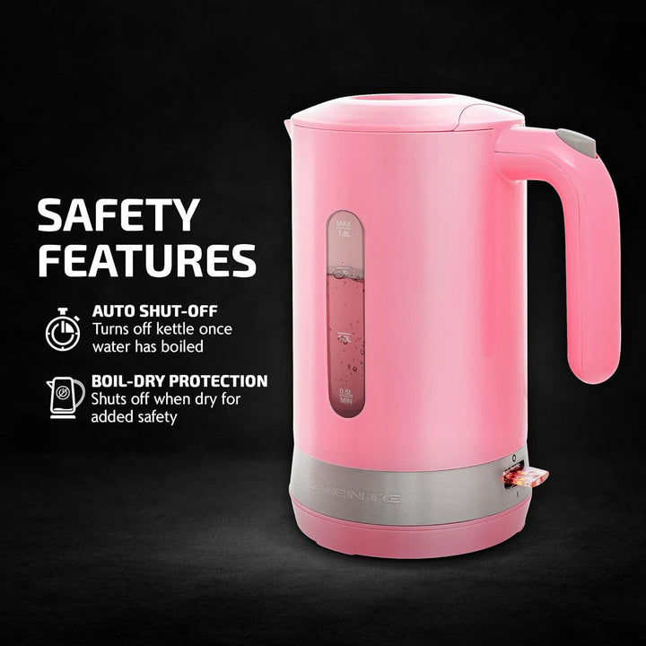 OVENTE Electric Kettle Hot Water Heater 1.8 Liter - BPA Free Fast Boiling Cordless Water Warmer - Auto Shut Off Instant Water Boiler for Coffee & Tea Pot - Black KP413B Black ProntoFill Easy Fill