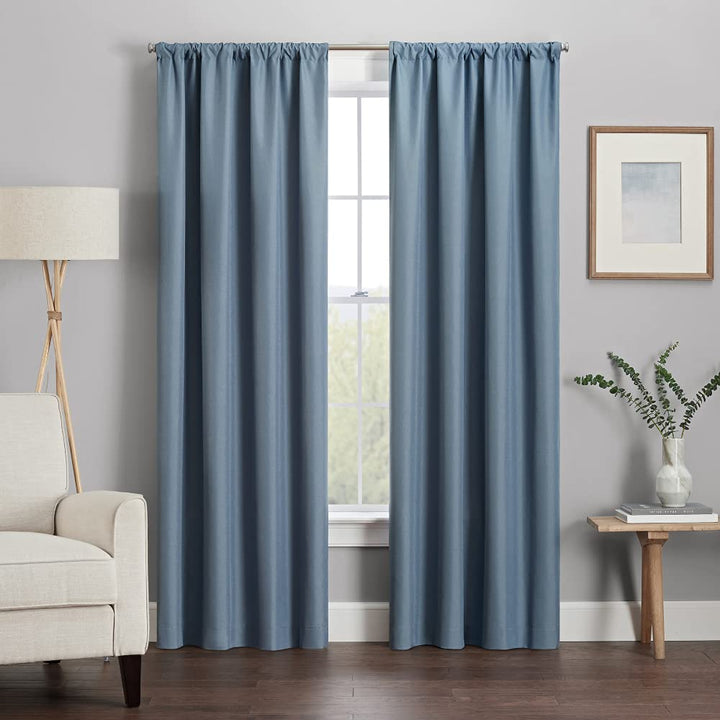 ECLIPSE Kendall Modern Blackout Thermal Rod Pocket Window Curtain for Bedroom or Living Room (1 Panel), 42 X 84, Slate