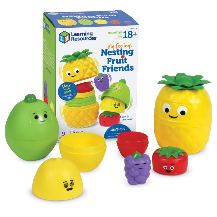 Learning Resources Big Feelings Nesting Fruit Friends, 9 Pieces, Ages 18+ Months, Social Emotional Learning Toys, Sensory Toys, Speech Therapy Materials