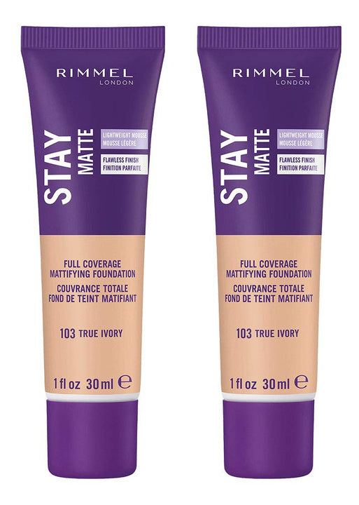 Rimmel Stay Matte Liquid Foundation, True Ivory, 1 Fl Oz, 2 Count (Pack of 1) 2 Count (Pack of 1)