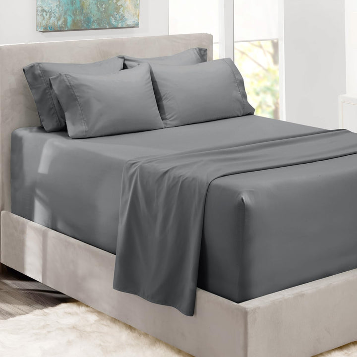 Hearth & Harbor Extra Deep Pocket Sheets - Fits Mattress 18-24 Inches Deep - Extra Deep Pocket Twin XL Sheets Sets - 4 Piece Twin XL Size Sheets - Twin XL Sheets Deep Pocket - Black Sheets