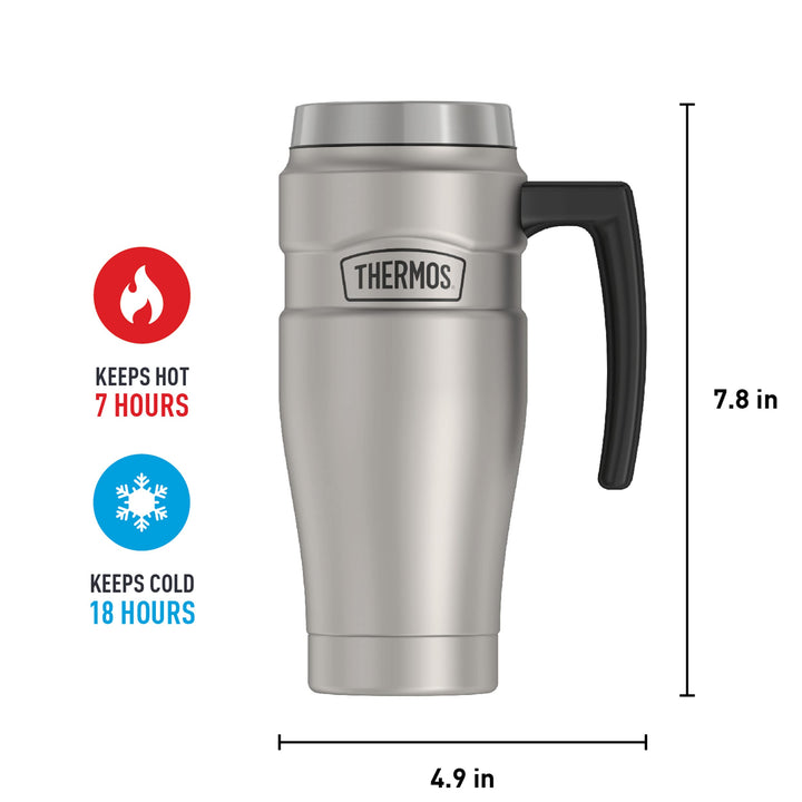 THERMOS Stainless King Vacuum-Insulated Travel Mug, 16 Ounce, Matte Steel