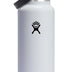 Hydro Flask Stainless Steel Wide Mouth Water Bottle with Flex Straw Lid and Double-Wall Vacuum Insulation White 40 Oz