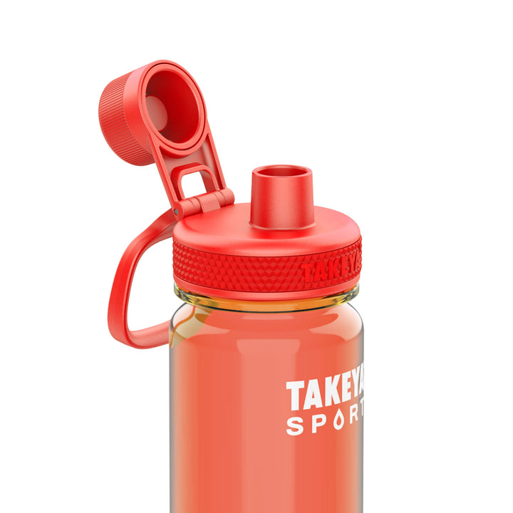 Takeya Sport 24 oz Tritan Plastic Water Bottle with Spout Lid, Premium Quality, BPA Free, Pro Fire