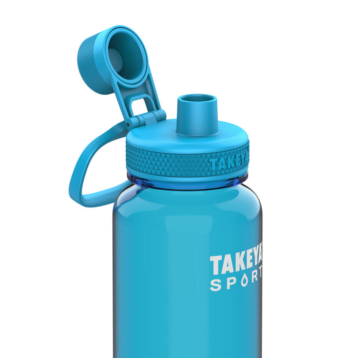 Takeya Sport 40 oz Tritan Plastic Water Bottle with Spout Lid, Premium Quality, BPA Free, Championship Blue