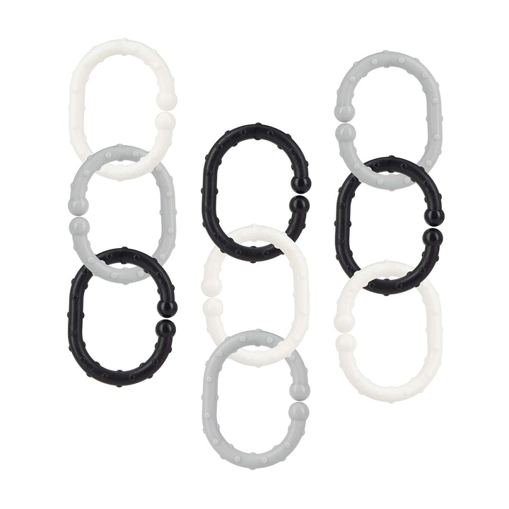 Nuby Linkables, Black, Grey, and White Attachable Links for Strollers, Car Seats, and Travel Black, Grey, & White