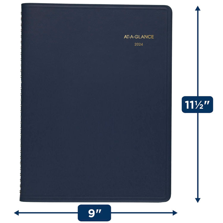 AT-A-GLANCE 2024 Weekly Planner, Quarter-Hourly Appointment Book, 8-1/4" x 11", Large, Navy (709502024) 2024 Old Edition