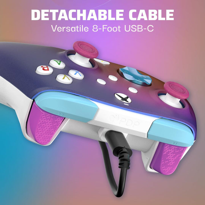 PDP Gaming REMATCH Enhanced Wired Controller Licensed for Xbox Series X|S/Xbox One/PC/Windows, Mappable Back Buttons, Advanced Customizable App - Pink/Purple Australian Opal ( Exclusive)