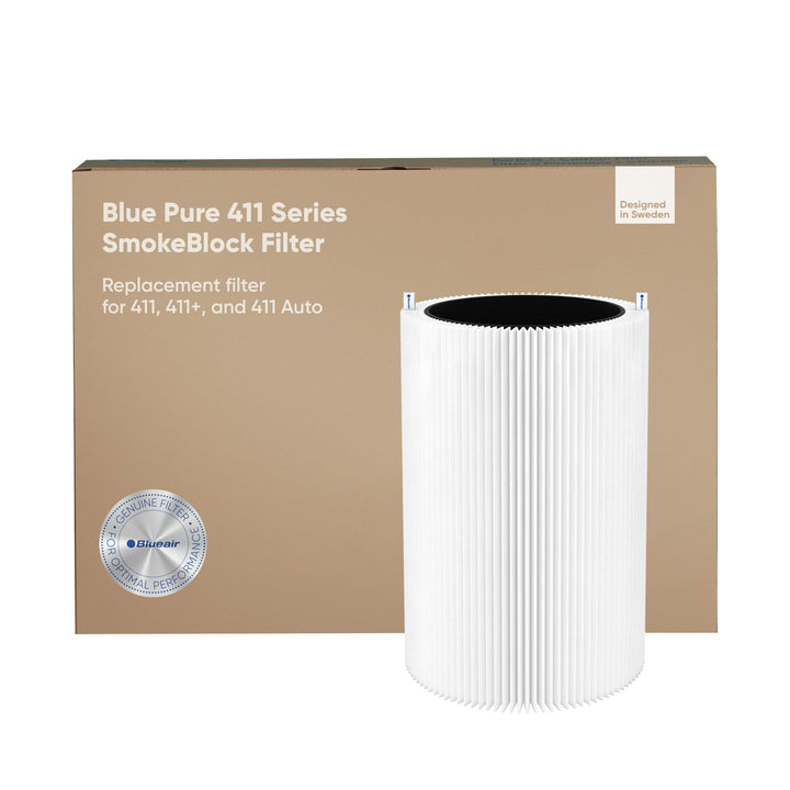 BLUEAIR Blue Pure 411 Series SmokeBlock Genuine Replacement Filter, Extra Carbon Captures 99.99% of Wildfire Smoke, fits Blue Pure 411 Auto, 411 and 411+ Air Purifiers, White 411 Smokeblock Filter