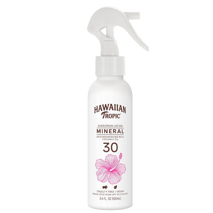 Hawaiian Tropic Mineral Skin Nourishing Milk Sunscreen Spray Lotion SPF 30, 3.4oz | Sun Milk, Zinc Oxide Sunscreen, Mineral Sunblock, Oxybenzone Free Sunscreen, Travel Size Sunscreen, 3.4oz 3.4 Fl Oz (Pack of 1) SPF 30 Spray