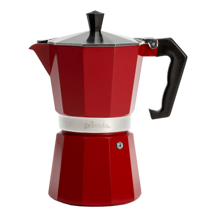 Primula Classic Stovetop Espresso and Coffee Maker, Moka Pot for Italian and Cuban Café Brewing, Greca Coffee Maker, Cafeteras, 6 Espresso Cups, Red 6 Cup