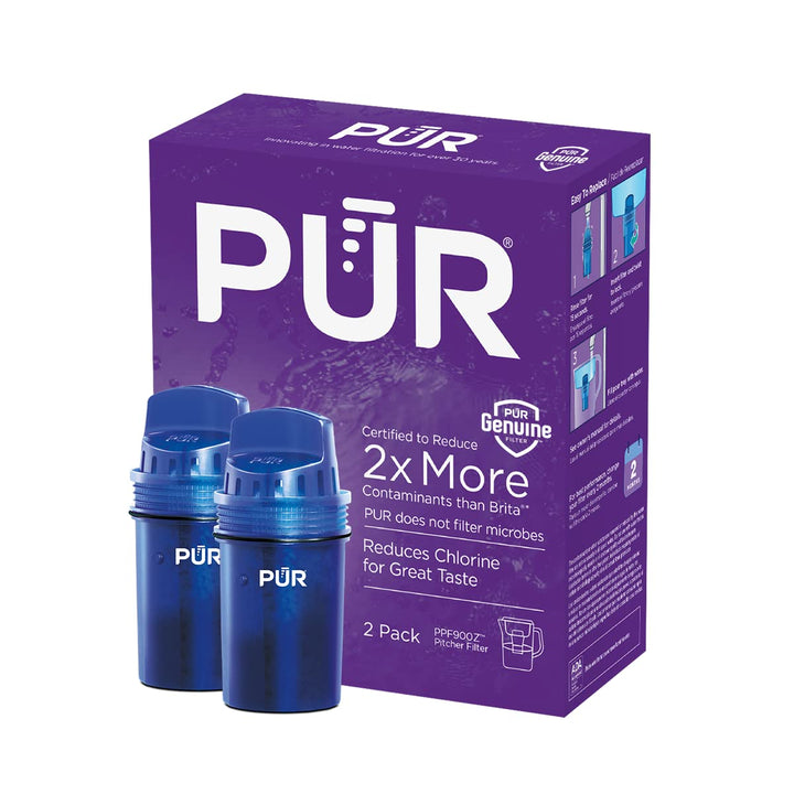 PUR Water Pitcher & Dispenser Replacement Filter 2-Pack, Genuine PUR Filter, 2-in-1 Powerful Filtration and Faster Filtration, 4-Month Value, Blue (PPF900Z2) 2 PACK