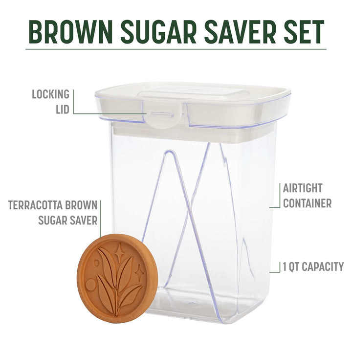 Goodful Brown Sugar Saver and Softener Disc with Airtight Storage Container, Multiple Uses for Food Storage Containers, Reusable and Food Safe, 1.5-Quart Container with Sugar Saver Disk Sugar Saver & Container