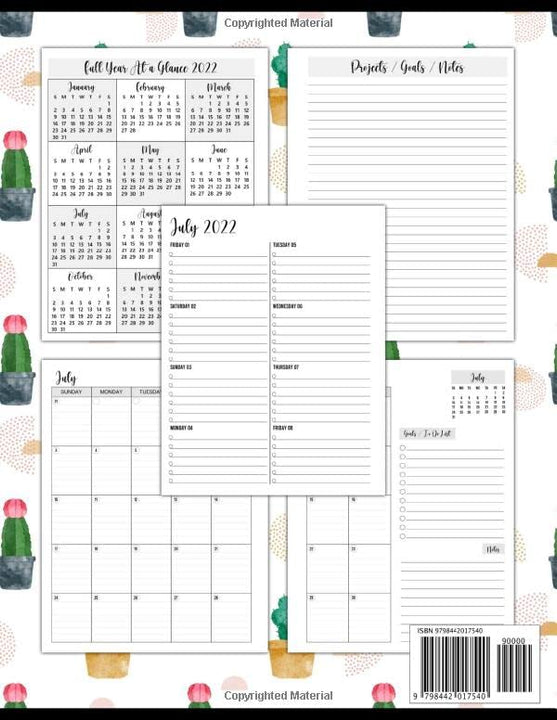 18 Month Planner July 2022-December 2023: Weekly and Monthly At a Glance Calendar Agenda & Schedule Organizer | Planner July to December 22-23 Starting in July 2022 (Pretty Cactus White Cover)