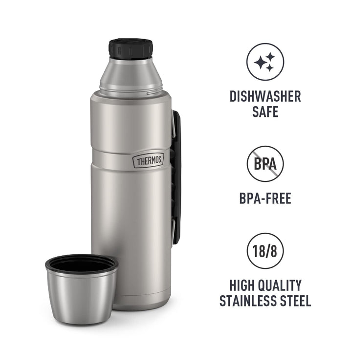 THERMOS Stainless King Vacuum-Insulated Beverage Bottle, 40 Ounce, Matte Steel Solid