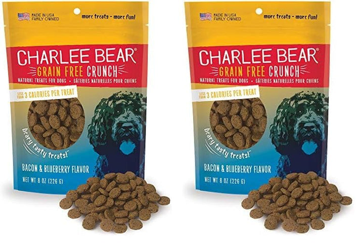 Charlee Bear Grain Free Crunch Dog Treats, Bacon & Blueberry Flavor, 8 oz 8 Ounce (Pack of 1)