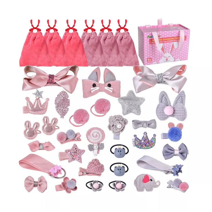 Fun Little Toys 37 PCS Pink Bunny Box with Hair Accessories