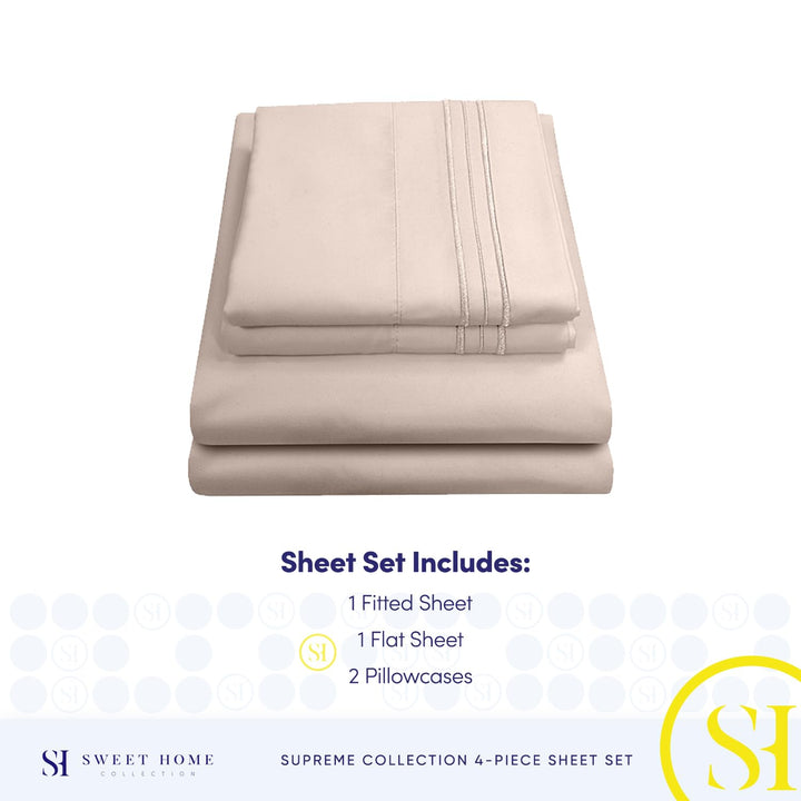 Full Size Sheet Sets - Breathable Luxury Sheets with Full Elastic & Secure Corner Straps Built In - 1800 Supreme Collection Extra Soft Deep Pocket Bedding Set, Sheet Set, Full, Taupe