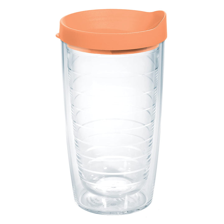 Tervis Clear & Colorful Lidded Made in USA Double Walled Insulated Tumbler Travel Cup Keeps Drinks Cold & Hot, 16oz, Citrus Sunrise Lid