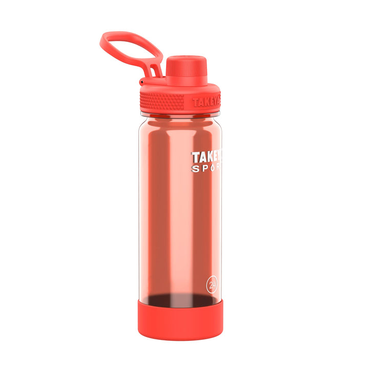 Takeya Sport 24 oz Tritan Plastic Water Bottle with Spout Lid, Premium Quality, BPA Free, Pro Fire