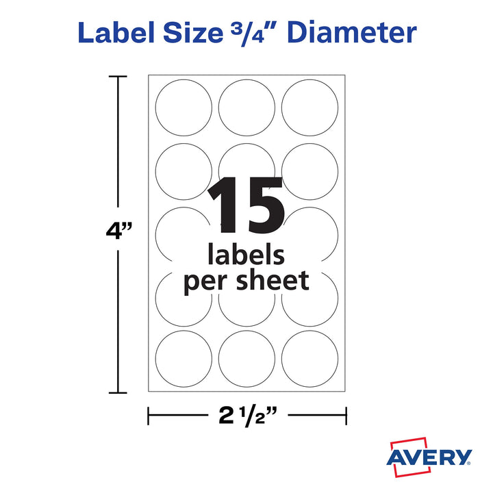 Avery Multi-Use Removable Labels, 3/4 Inch Round Stickers, White, Non-Printable, 315 Labels Per Pack, 6-Pack, 1,890 Blank Labels Total (36738) 6 Pack