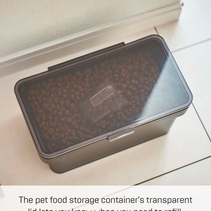 YAMAZAKI Home Airtight Pet Food Storage Container - Cat And Dog Food Holder Bin With Transparent Lid And Handle, Polypropylene, Small, 0.8 gallons, 3 liters, Airtight, Handle, No Assembly Req.,Black Black