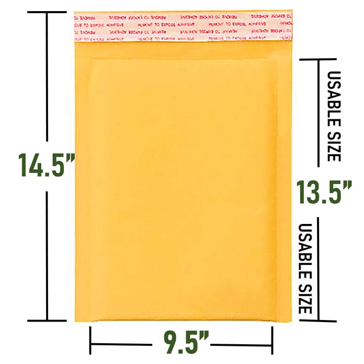 #4 Kraft Bubble Mailers 9.5X14.5 Inches Shipping Padded Envelopes Self Seal Waterproof Cushioned Mailer 10 Pack,KBMVR_9.5X14.5-10 Gold #4 9.5X14.5