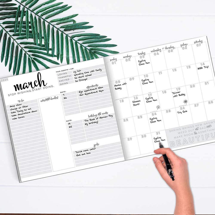 2020 Living Leaves Best Life Large Monthly Goal and Reflection Oversized Desk Planner