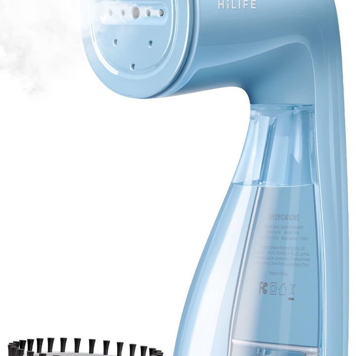 HiLIFE Steamer for Clothes, 1100W Clothes Steamer with Large 300ml Tank, Handheld Clothing Steamer, Fabric Wrinkle Remover, Portable & Compact Travel Size Garment Steamer ONLY FOR 120V (Blue) E-Blue