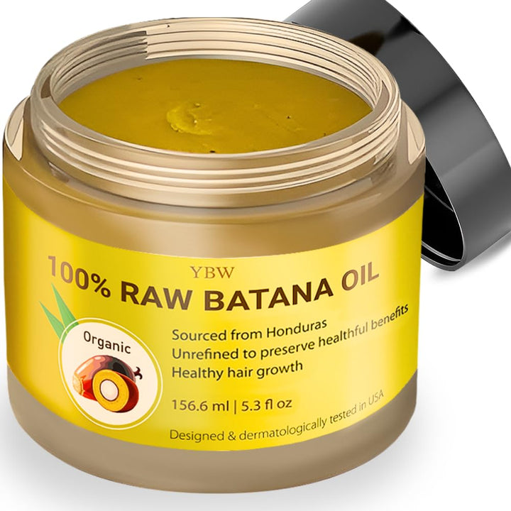 YBW Raw Batana Oil from Honduras - 100% Natural & Organic Dr. Sebi Hair Growth Oil Solution for Men & Women, Raw, Unrefined, Enhances Thickness, Prevents Hair Loss