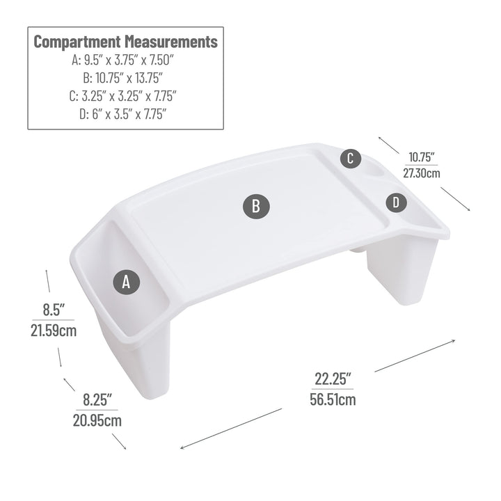 Mind Reader Kids Lap Desk, Activity Tray, Drawing, Stackable, Classroom, Portable, Plastic, 22.25" L x 10.75" W x 8.5" H, White 1-Pack