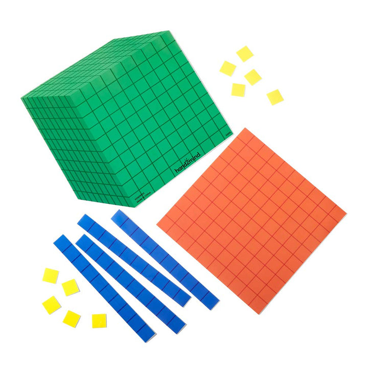 hand2mind Differentiated Base Ten Blocks Clings for Teachers, Flat Demonstration Base Ten Clings, Learn Place Value, Number Concepts, and Counting, Homeschool Supplies (131 Pieces)